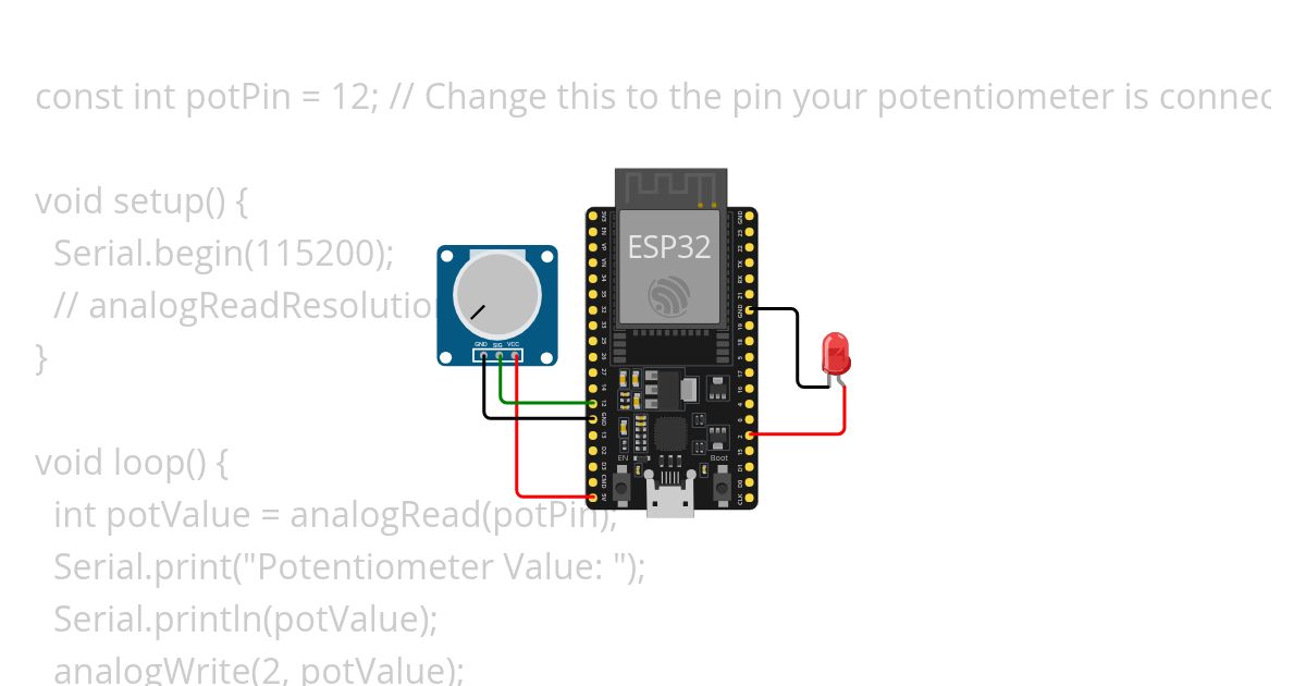 Potentiometer ESP32 simulation