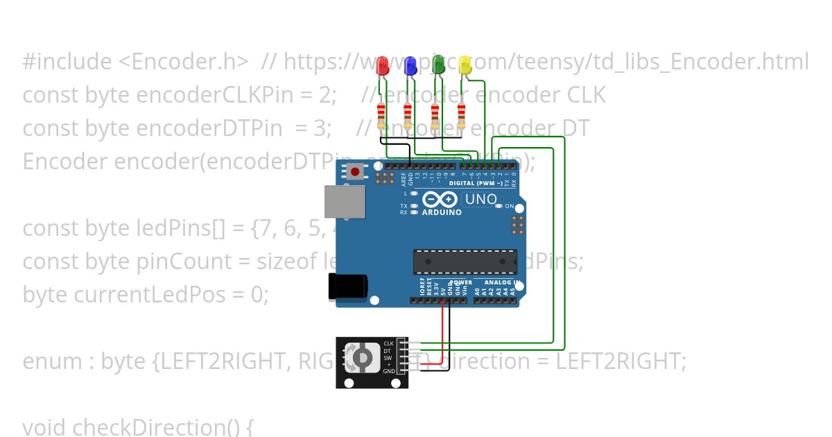Rotary Encoder Arduino Lighting simulation