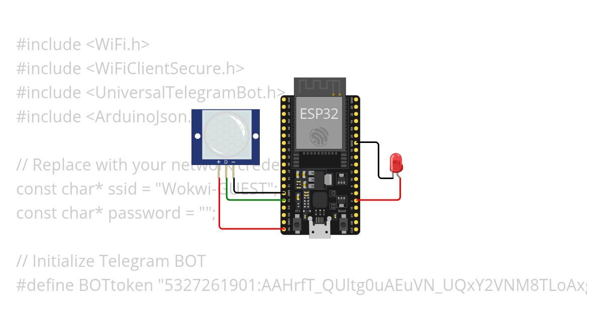 PIR to Telegram ESP32 simulation