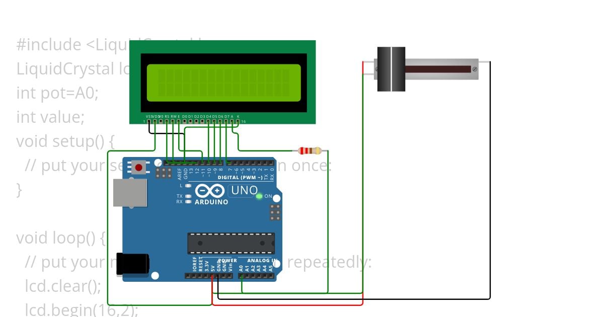 LCD display (izpis, pozicioniranje) simulation