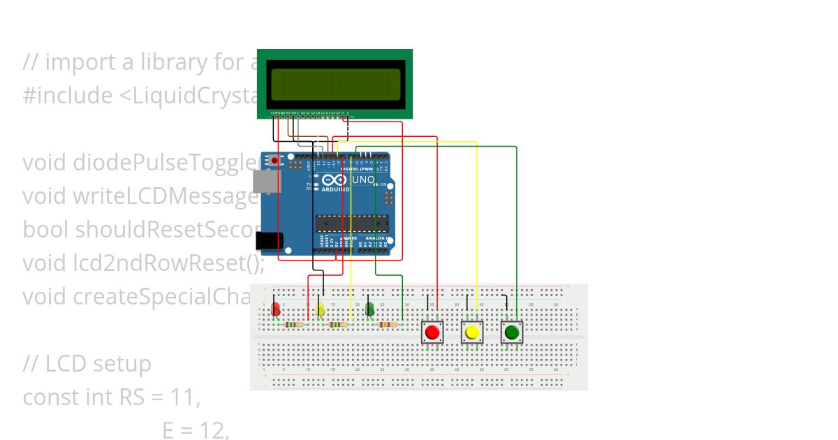 3 diodes + 3 buttons simulation