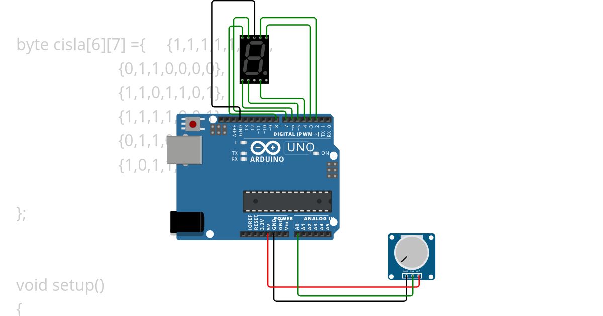 7 segmentovka s potenciometrom Copy simulation