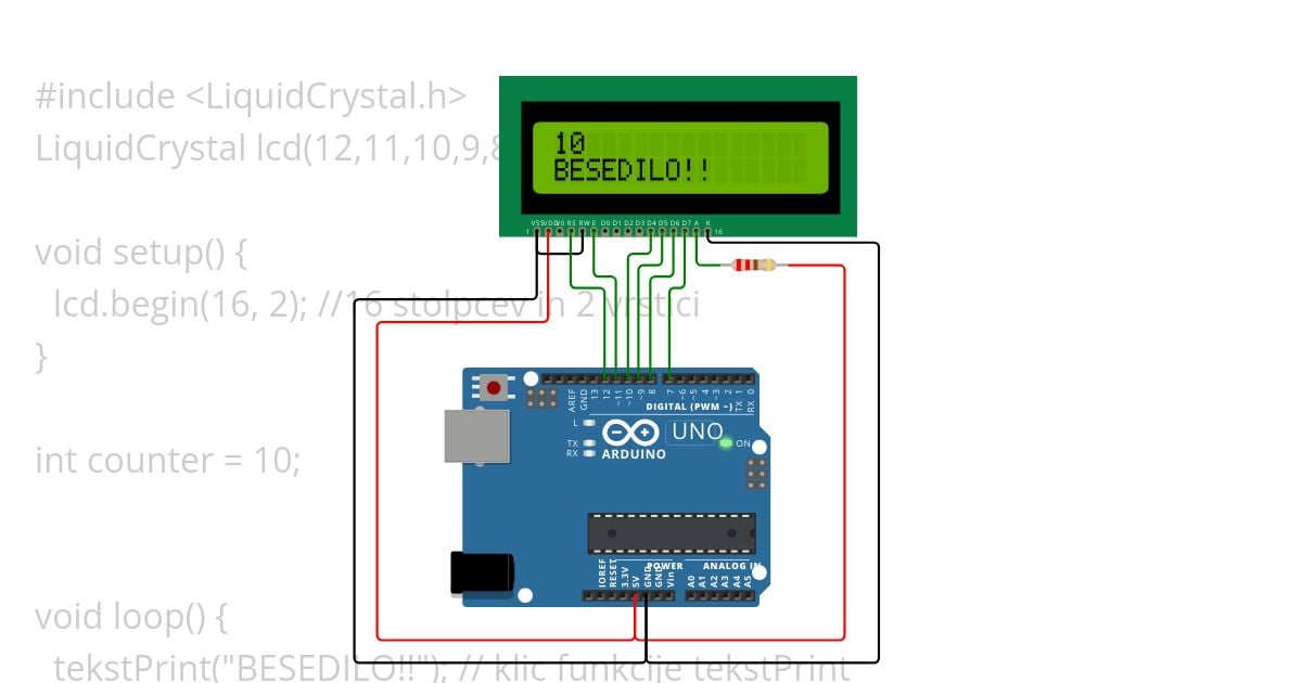 LCD zaslon - 2.Vaja simulation