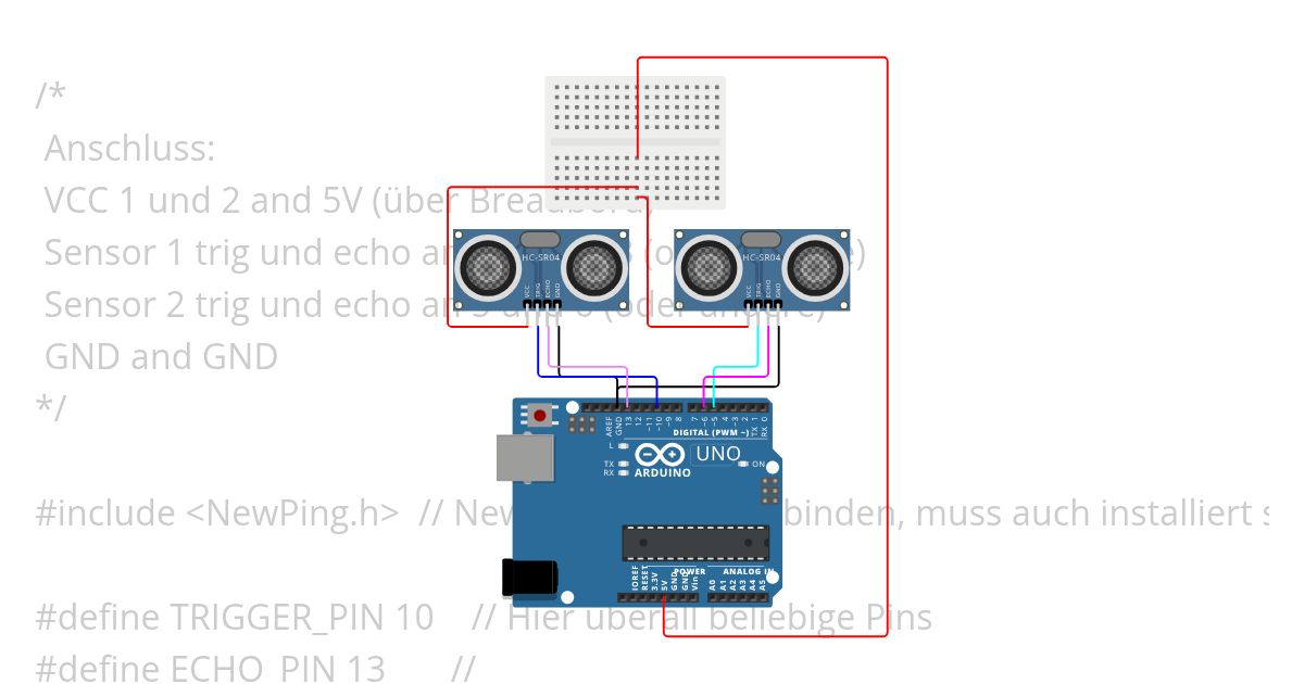 NewPing 2 Sensoren gleichzeitig Basic Code simulation