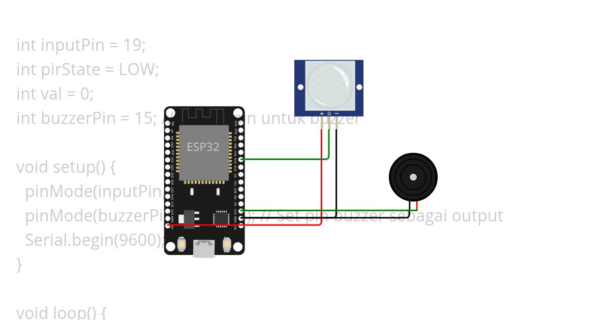 PIR (motion sensor) ESP32 x ArduinoIDE Copy (2) simulation