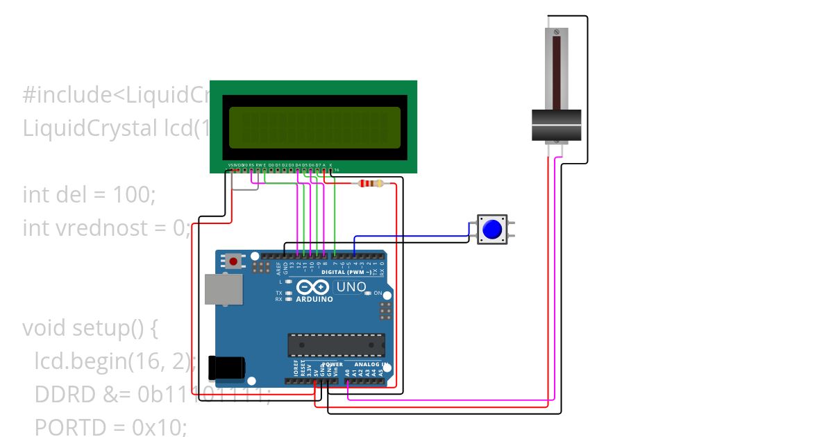 Arduino uno LCD display vaje Copy simulation