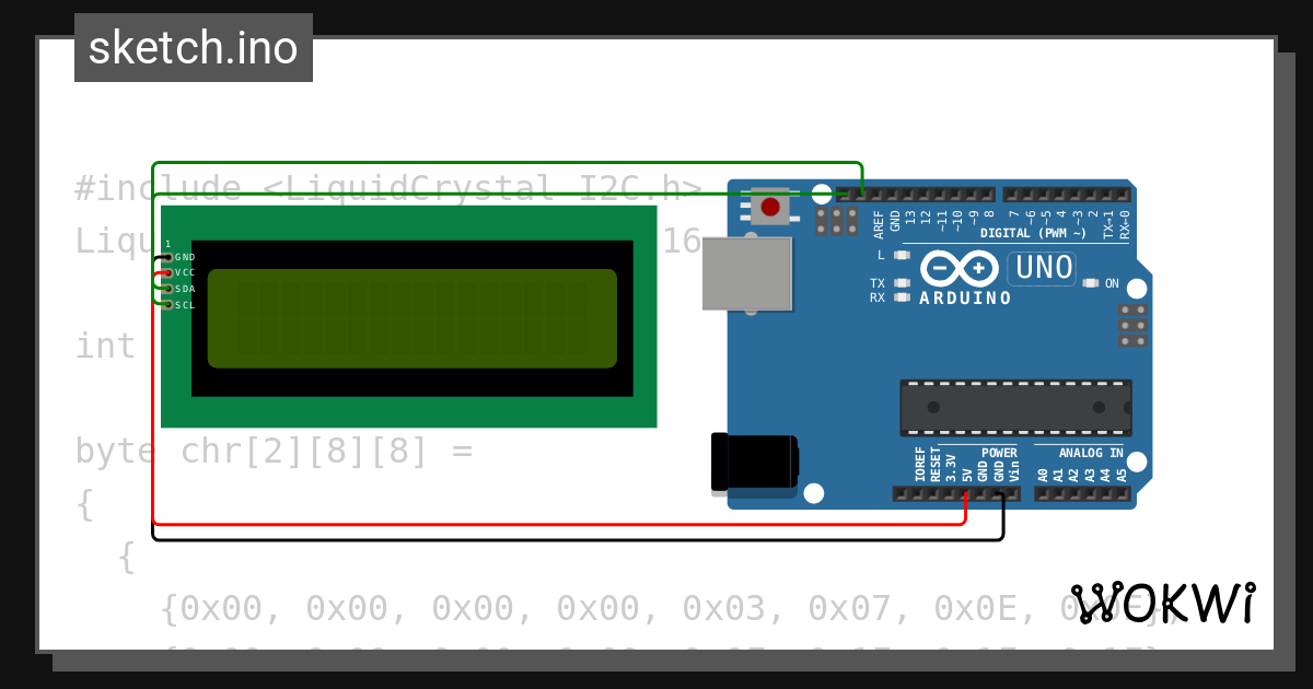 LCD Horse Animation - Wokwi ESP32, STM32, Arduino Simulator