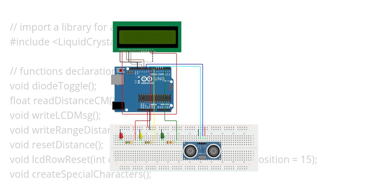 3 diodes + distance sensor simulation
