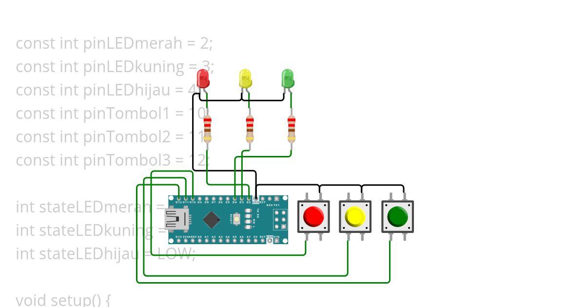 3 tombol 3 led simulation