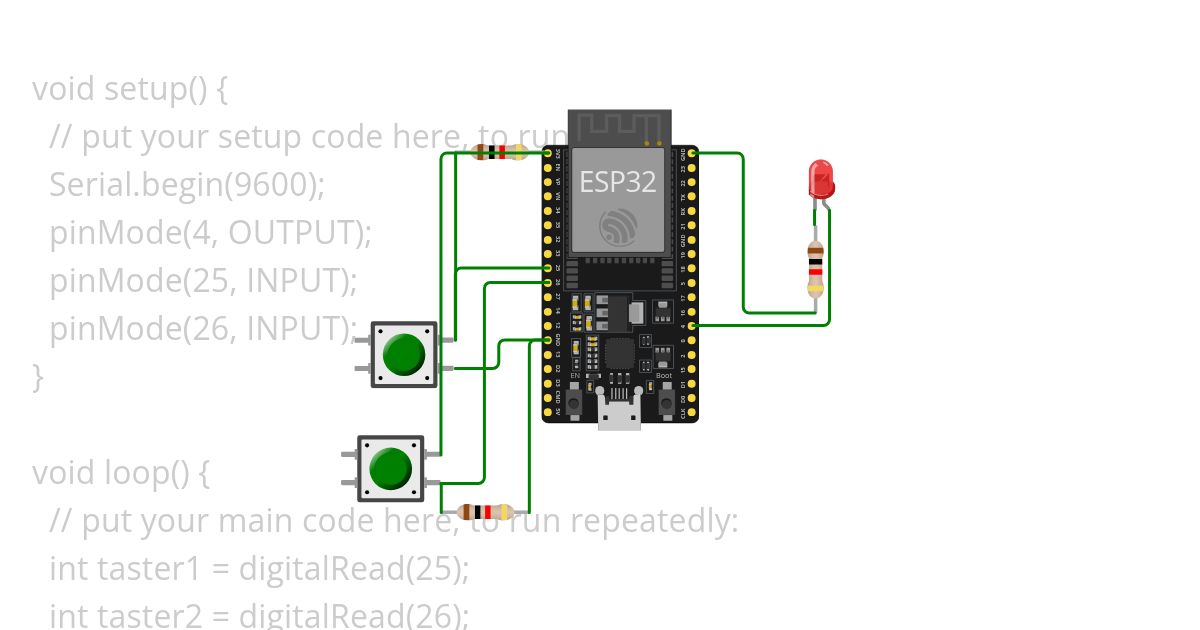 2 Buttons 1 LED simulation