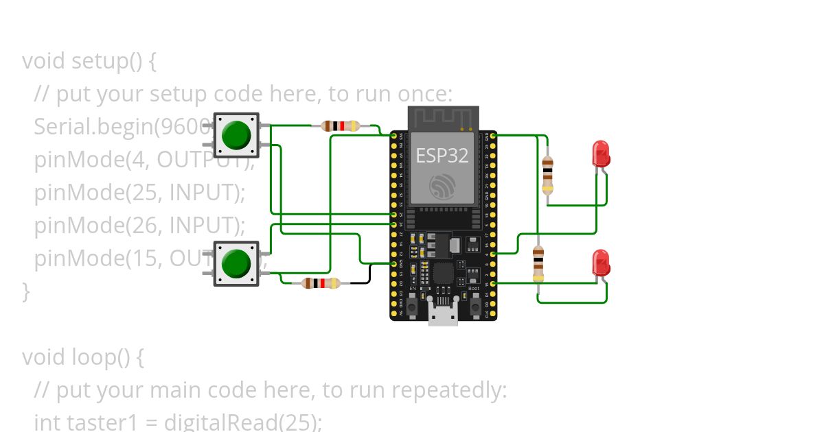 Not Working 2 Button 2 LED simulation
