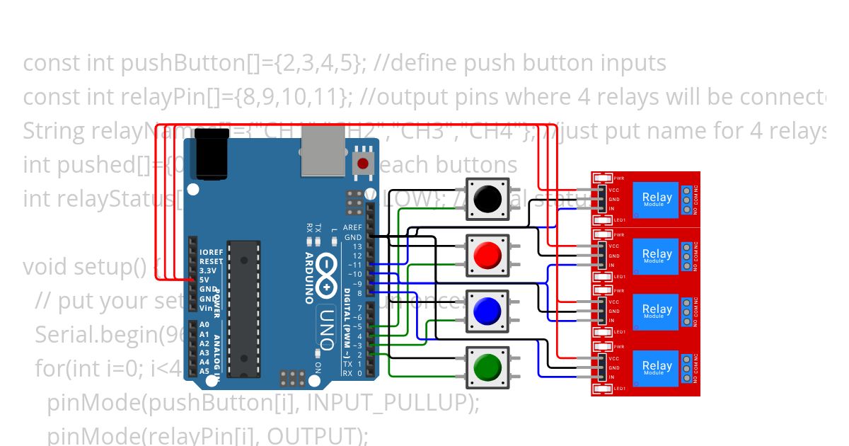 4RelaysPushBt simulation