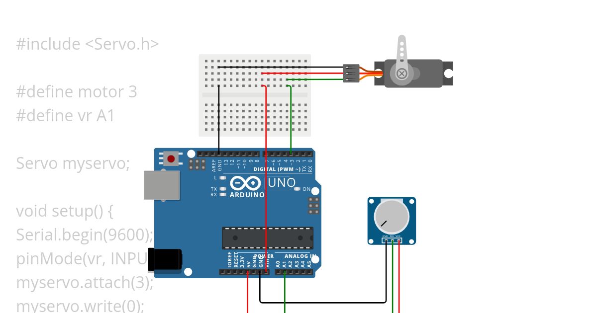 Servo motor and Potentiometer simulation