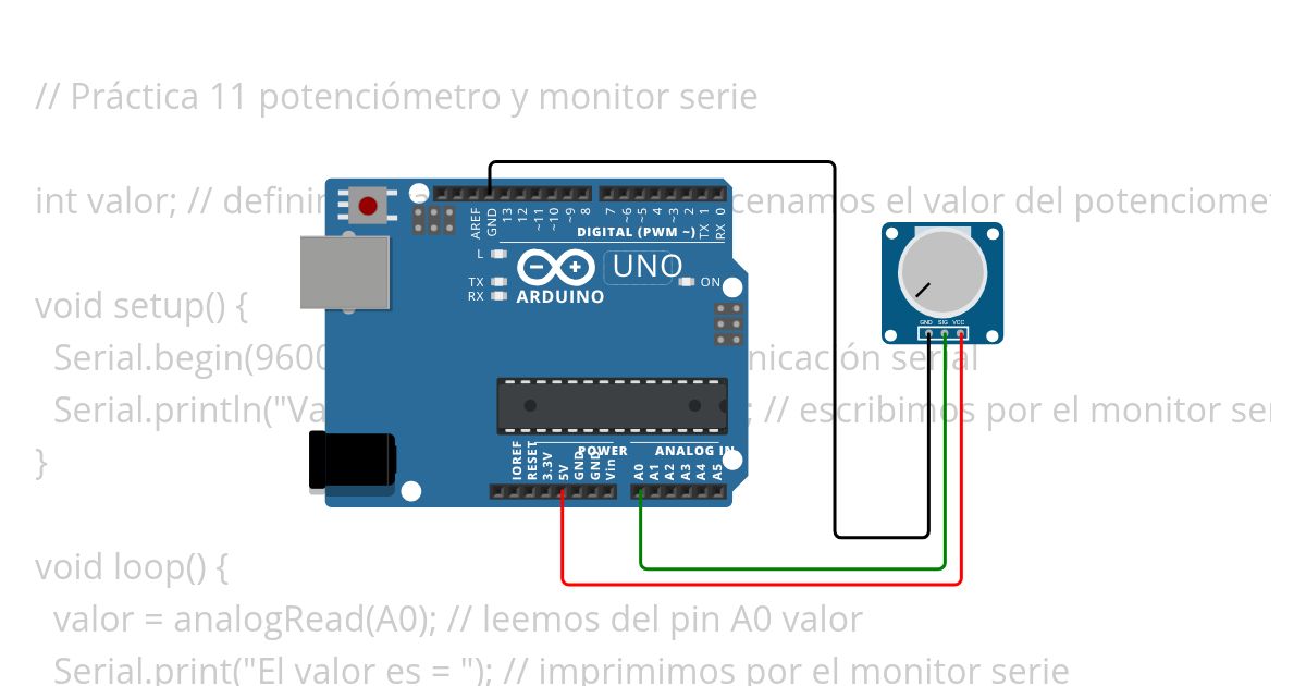 Práctica 11 potenciómetro y monitor serie simulation