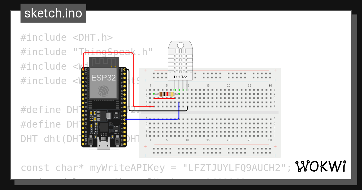 DHT Thingspeak - Wokwi ESP32, STM32, Arduino Simulator