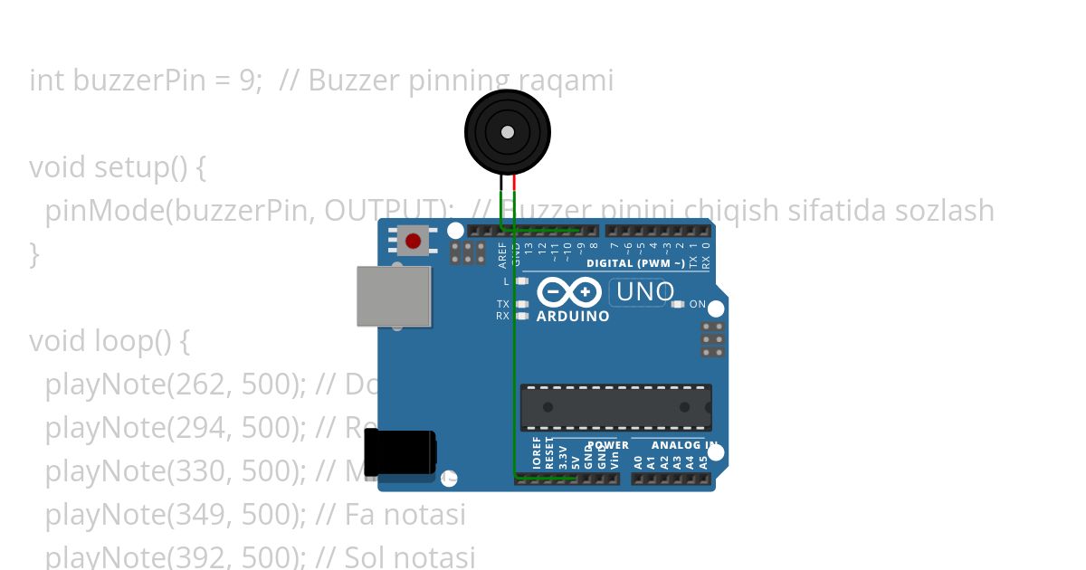 #117.Zummer (Buzzer) da notalar ijrosi uchun qanaqa funksiyalardan foydalanish mumkin? Copy (2) simulation