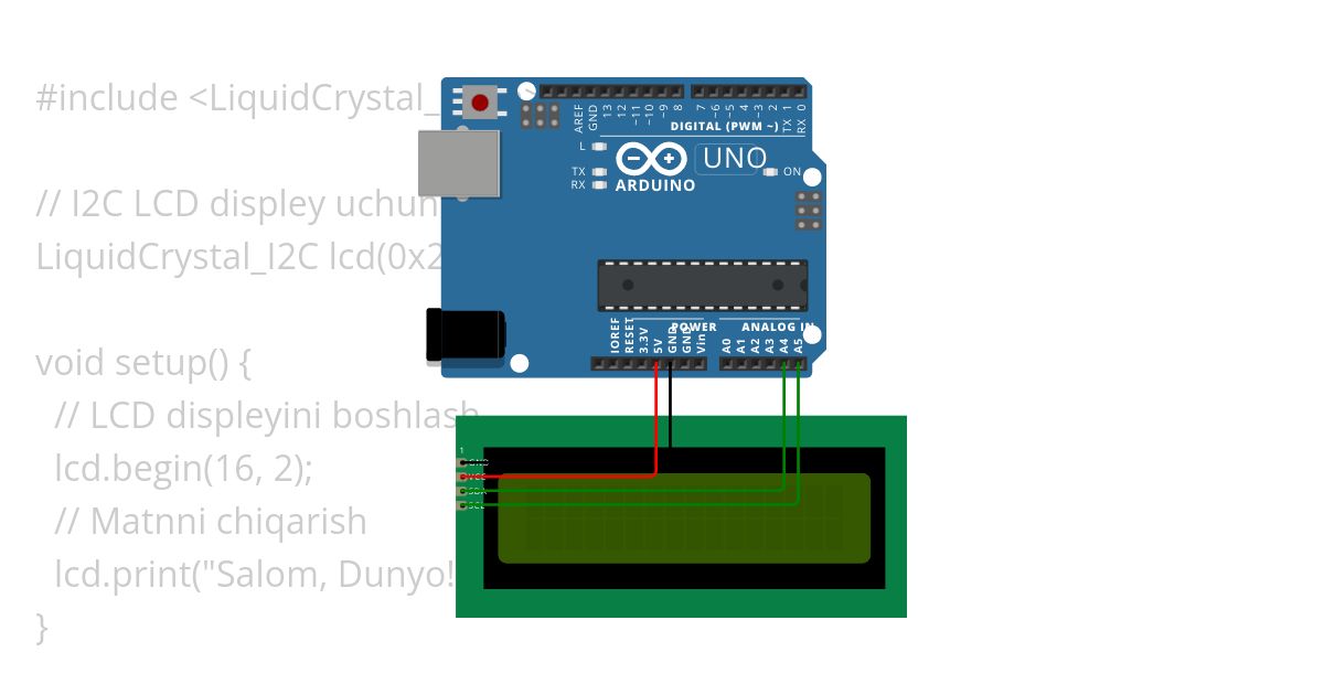 #106 LCD displeyida matn hosil qilish  Copy (2) simulation