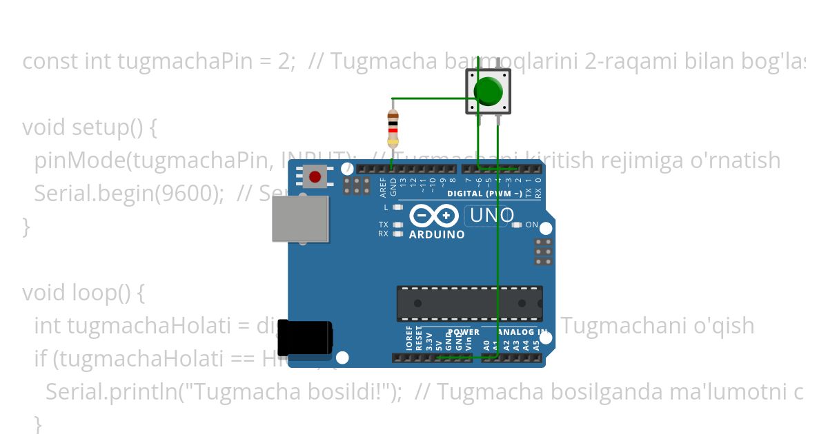 Tugmacha (Tugmachali kalit) ni Arduinoga ulash  #87 Copy (2) simulation