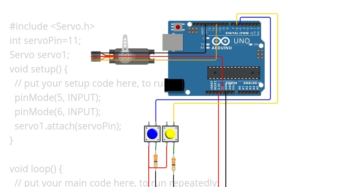 Servo control by 2 buttons simulation
