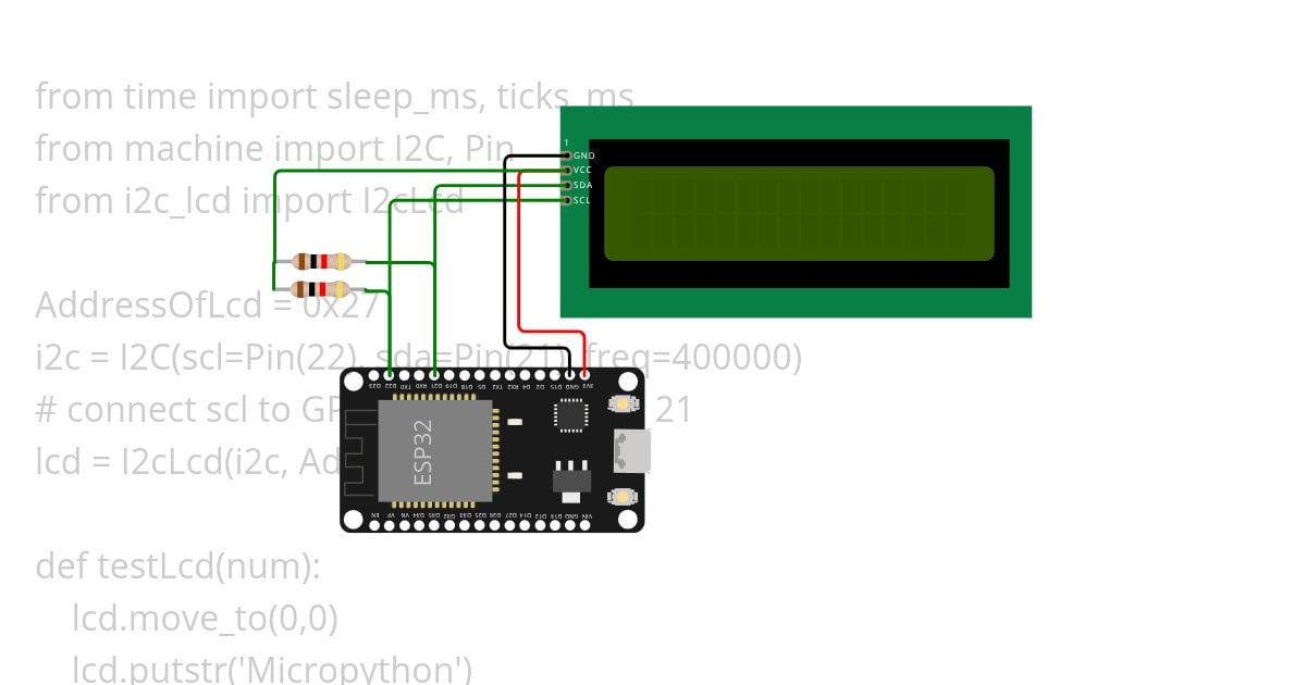 I2C LCD with ESP32 Python simulation