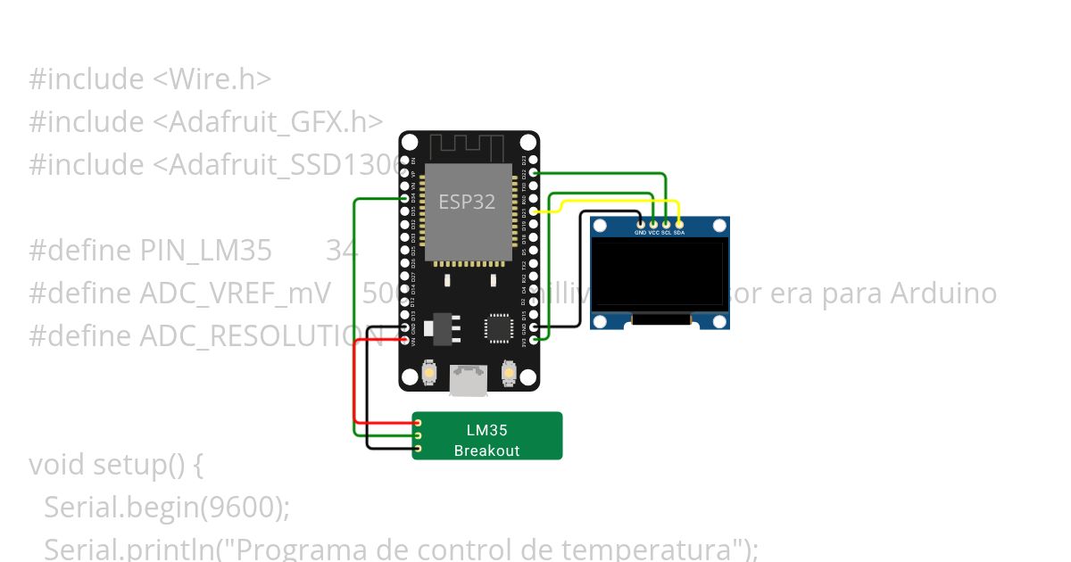 esp32 LM35 oled simulation
