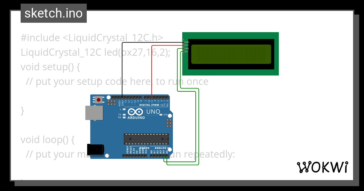 LCD 12C - Wokwi ESP32, STM32, Arduino Simulator