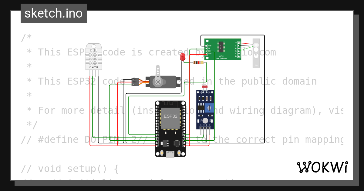 LDR SERVO LED ESP32 dht22 Copy (2) - Wokwi ESP32, STM32, Arduino Simulator