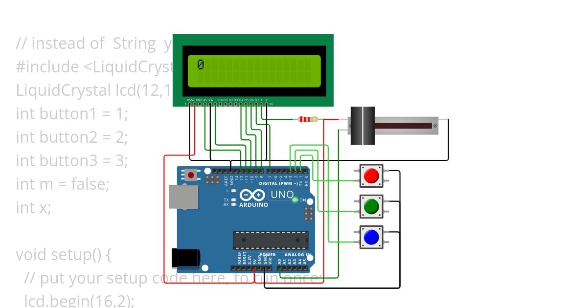 button ++ -- 0  simulation