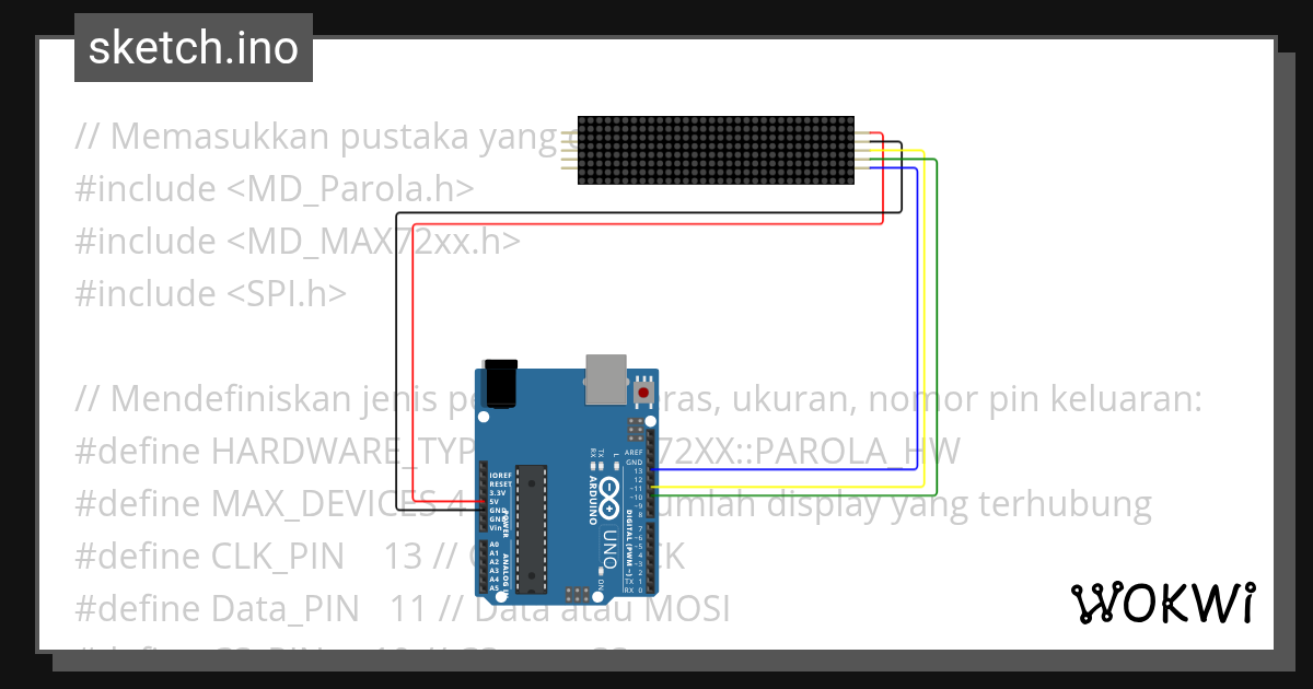 Running Text WR tjkt 3 - Wokwi ESP32, STM32, Arduino Simulator