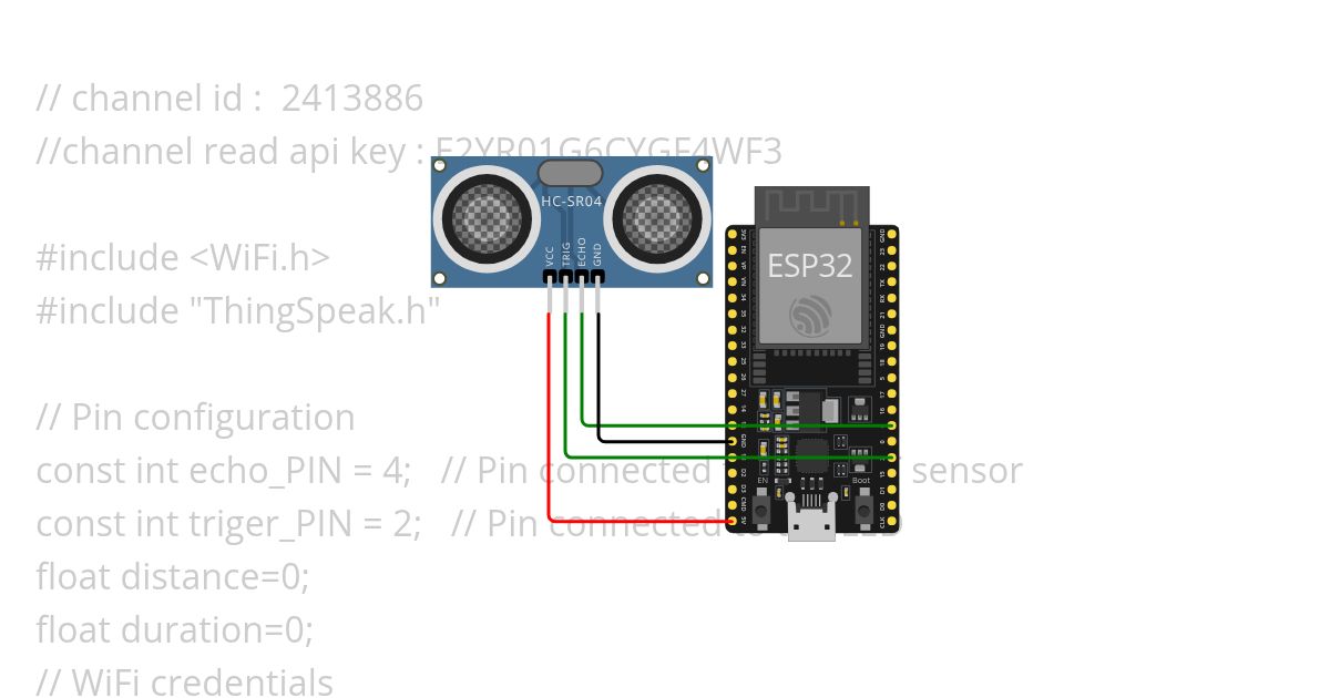 Ultrasonic Sensor with Thingspeaks simulation