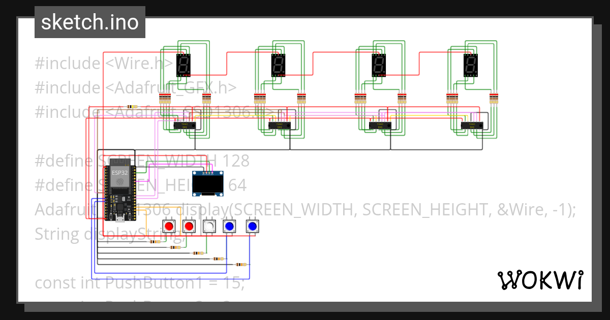 7 segment 4 - Wokwi ESP32, STM32, Arduino Simulator