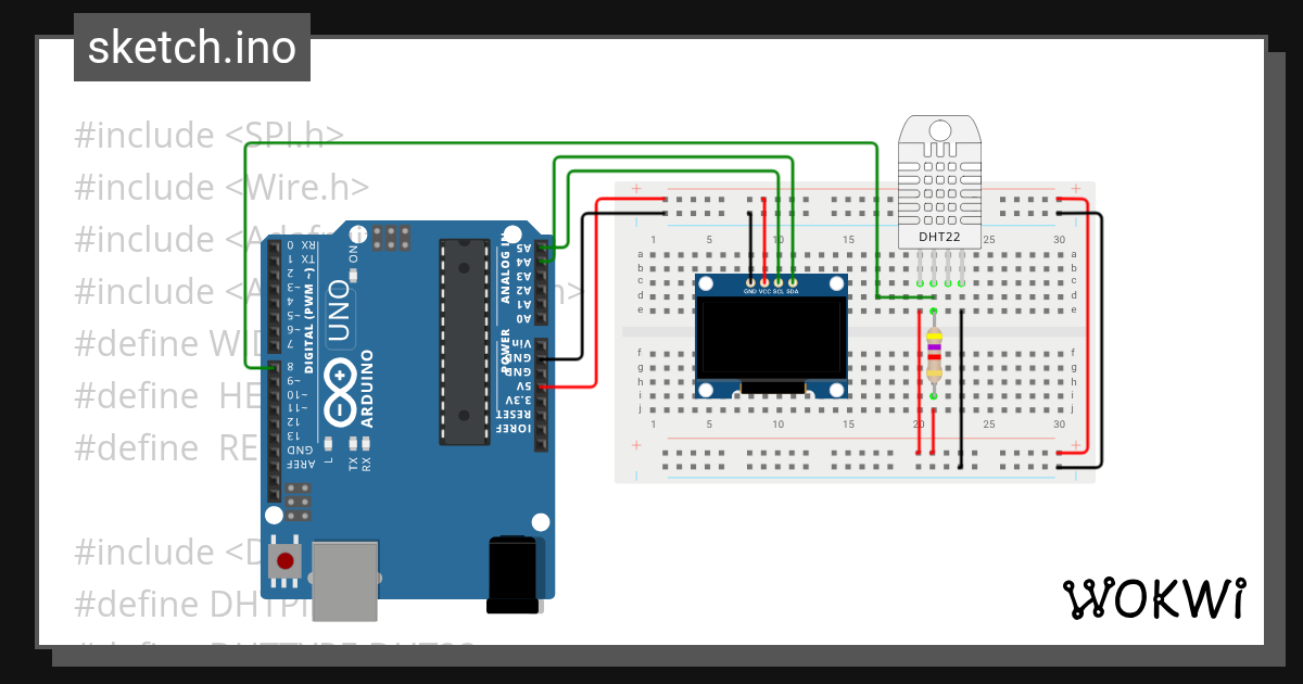 OLED by UNO - Wokwi ESP32, STM32, Arduino Simulator