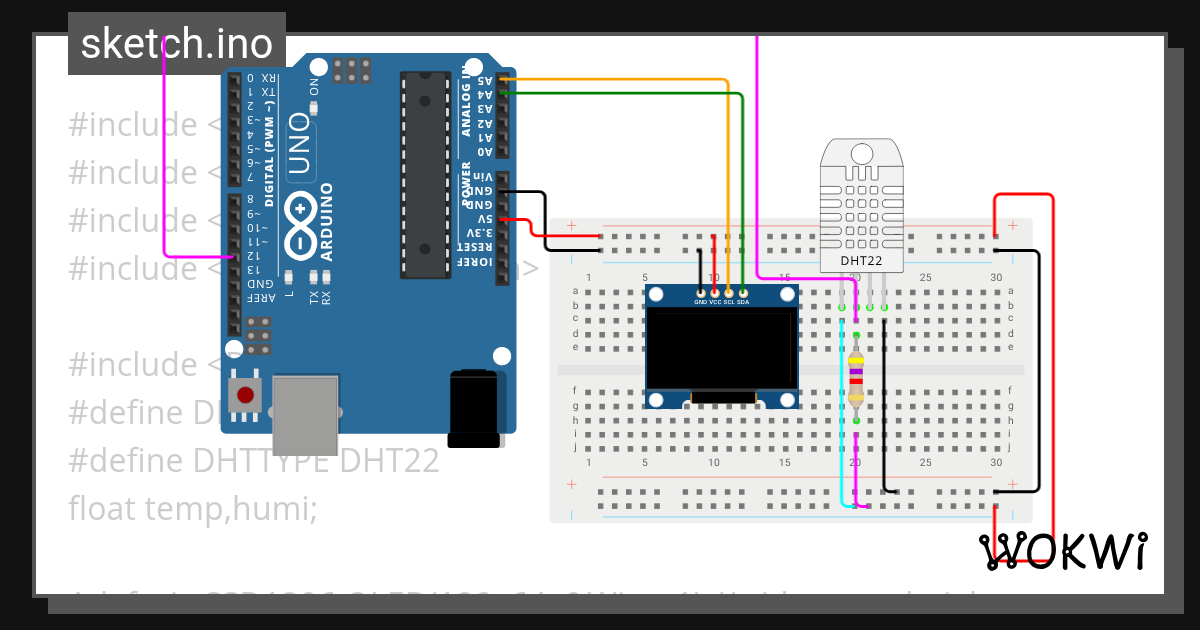 OLED By UNO - Wokwi ESP32, STM32, Arduino Simulator