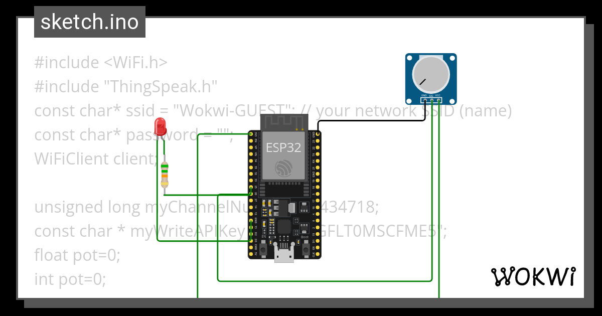 Pot Controlling Led - Wokwi Esp32, Stm32, Arduino Simulator