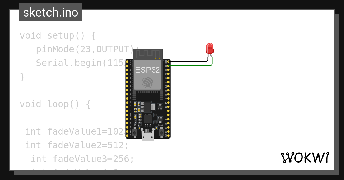 Pwm duty cycle voltage inc dec wokwi esp32 stm32 arduino simulator