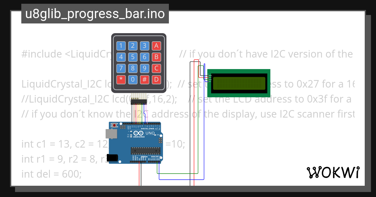 LCD-I2C + KEYPAD - Wokwi ESP32, STM32, Arduino Simulator