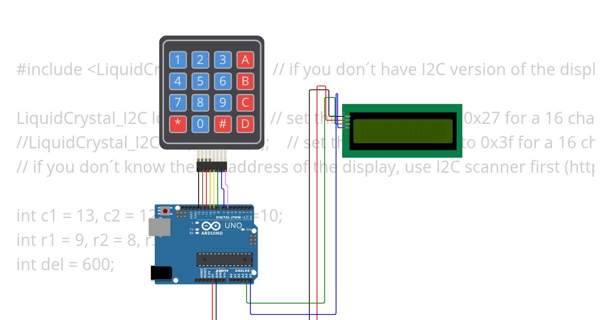 LCD-I2C + KEYPAD simulation