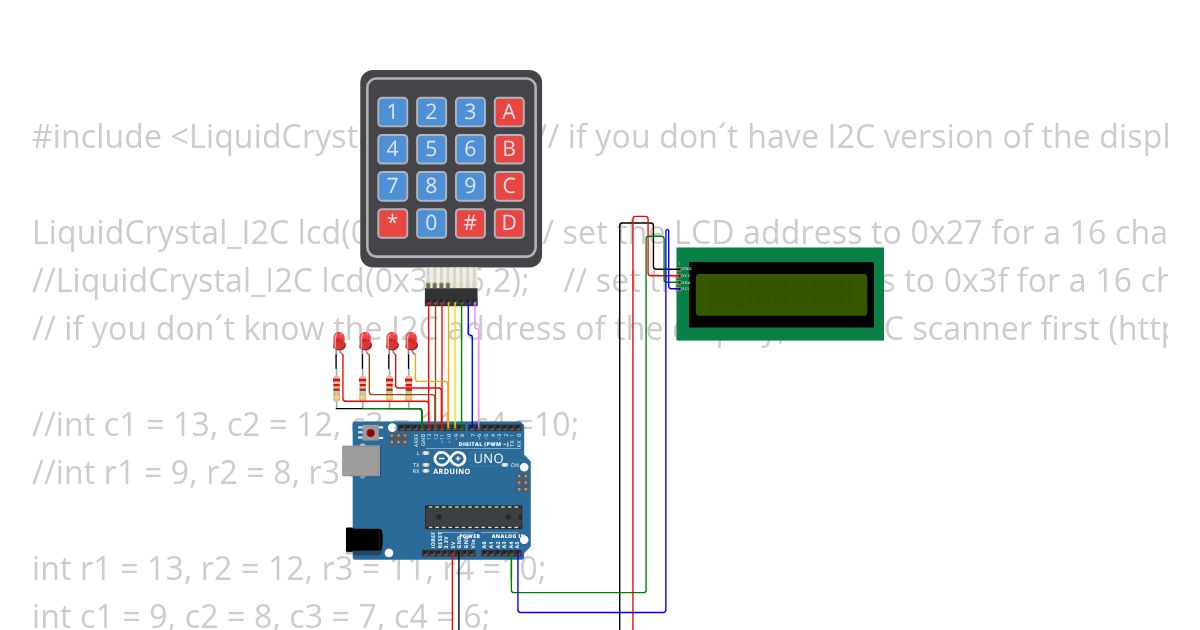 LCD-I2C + KEYPAD CON BUCLES simulation