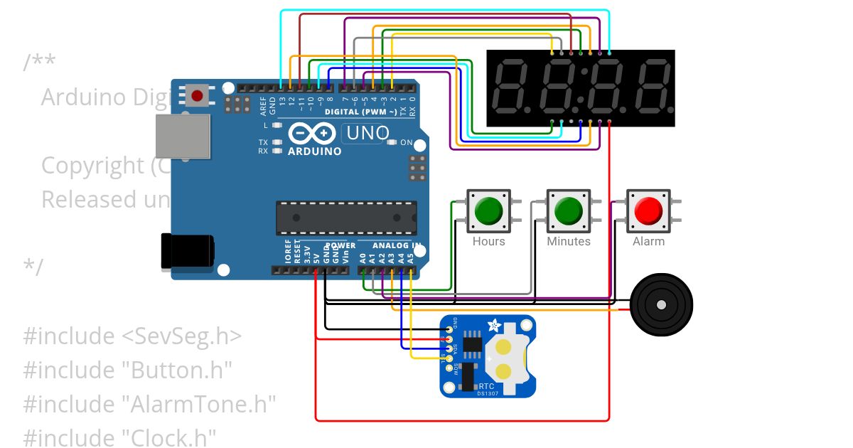 Reloj alarma Programable simulation