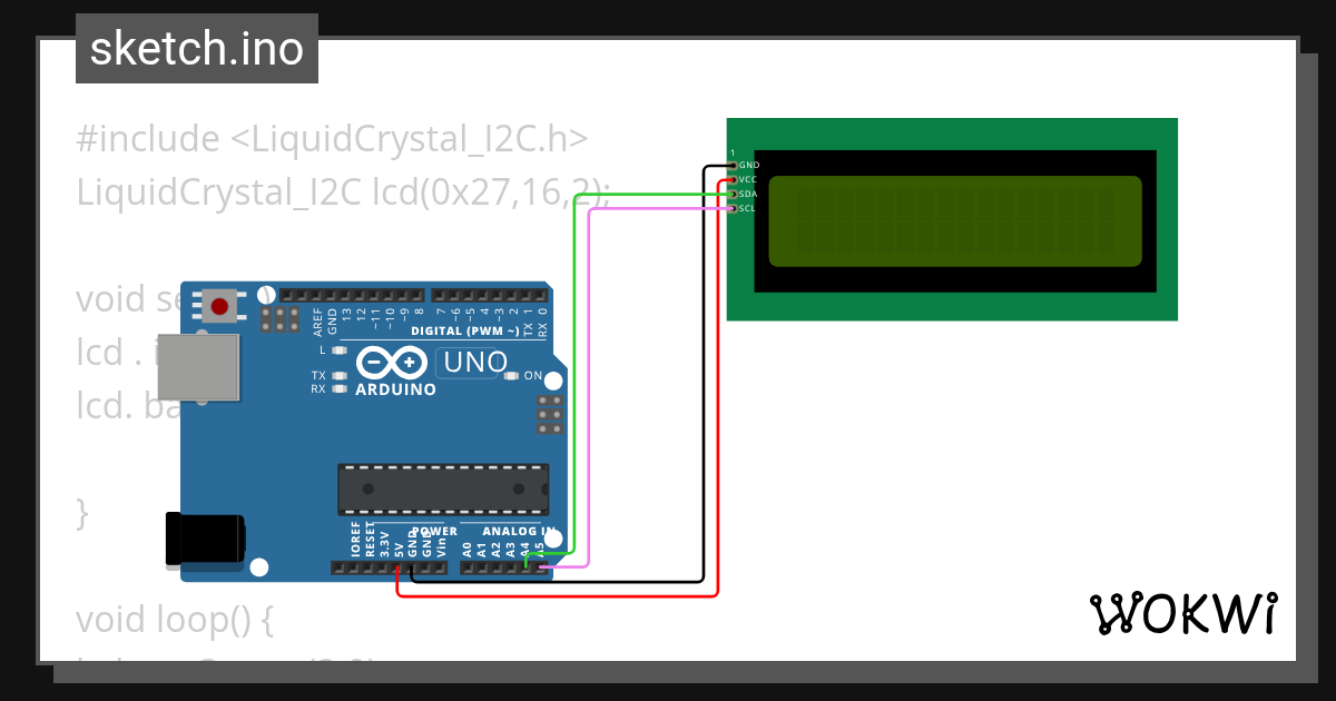 lcd(I2C) - Wokwi ESP32, STM32, Arduino Simulator image.