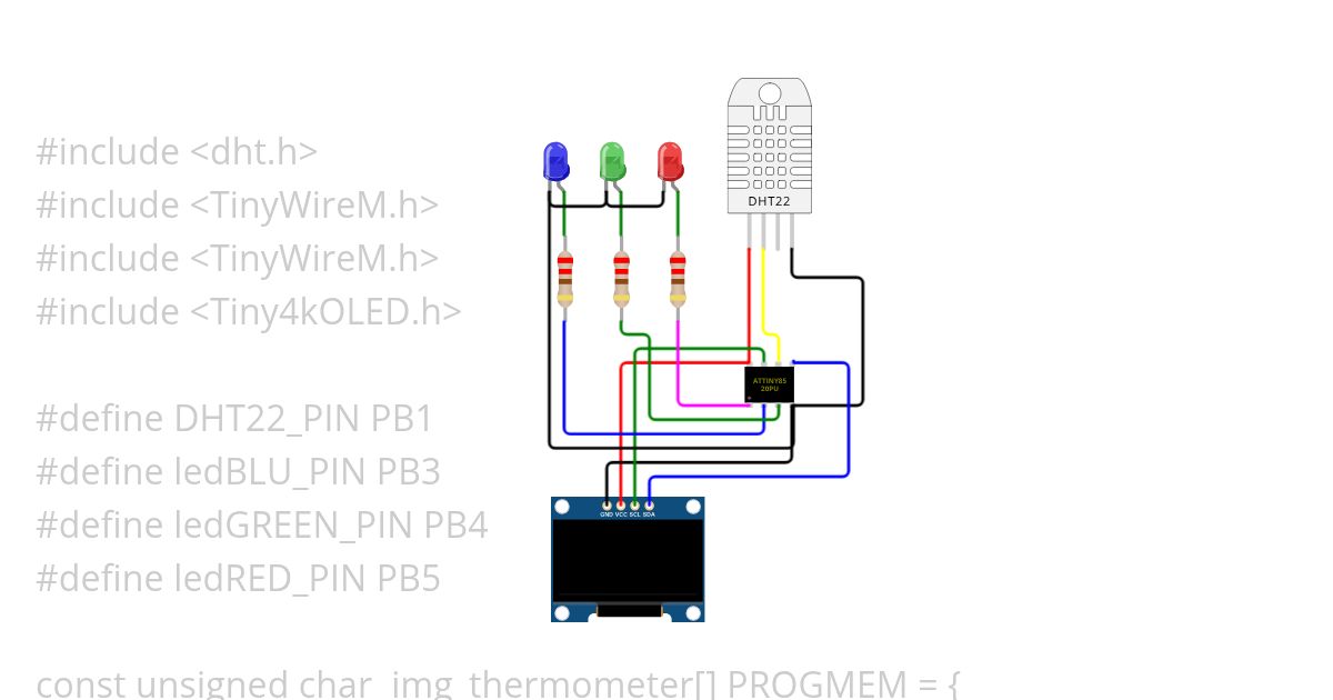 DHT22-OLED-ATtiny85 simulation