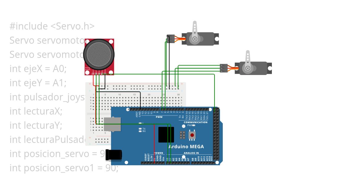 un joystick dos servo simulation