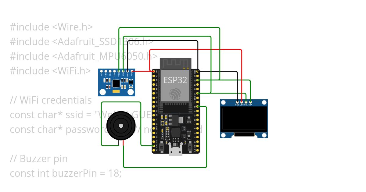ESP32 OLED SDD1306 MPU6050 simulation