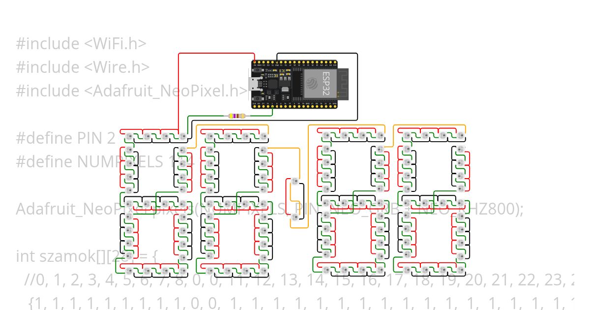 DigitClock project with ESP32 by SP 1-9-ig számok simulation