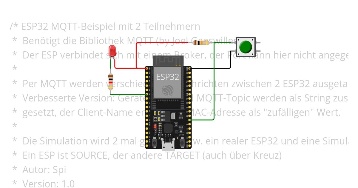 ESP32 MQTT example 2a (direct communication) simulation