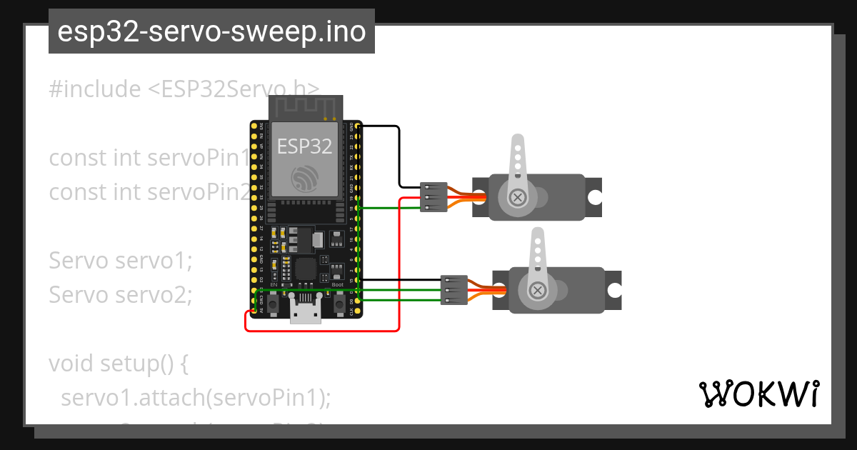 esp32 dengan 2 servo - Wokwi ESP32, STM32, Arduino Simulator