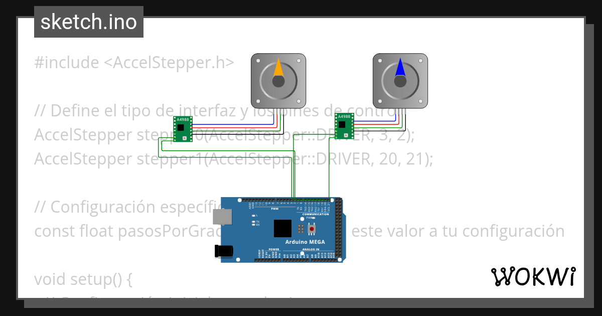 Stepper Motor controller test. - Wokwi ESP32, STM32, Arduino Simulator
