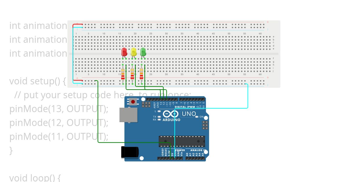 Traffic light with bread board  simulation