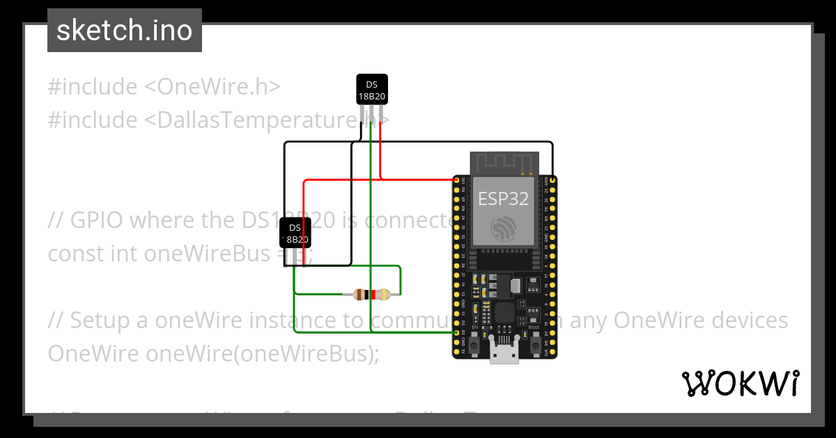 dallas temp - Wokwi ESP32, STM32, Arduino Simulator