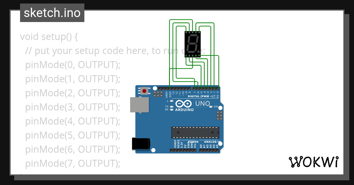 7 seGMANT dISPLAY - Wokwi ESP32, STM32, Arduino Simulator